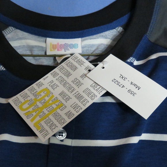 Lularoe Striped Mark Henley Long sleeve Top 3XL - Picture 3 of 5